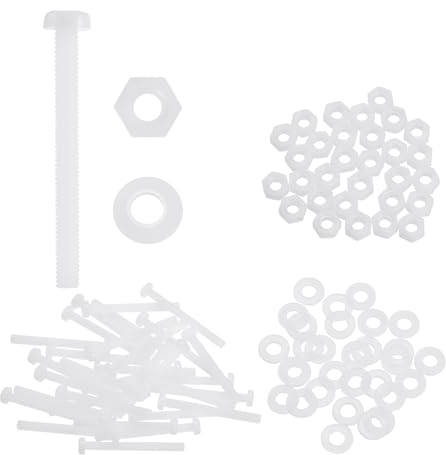 sourcing map Lot de 30 vis à tête ronde cruciforme en nylon PA66 M4 x 40 mm, écrous hexagonaux, rondelles plates, assortiment de boulons métriques à filetage complet pour assemblage de machine à faire