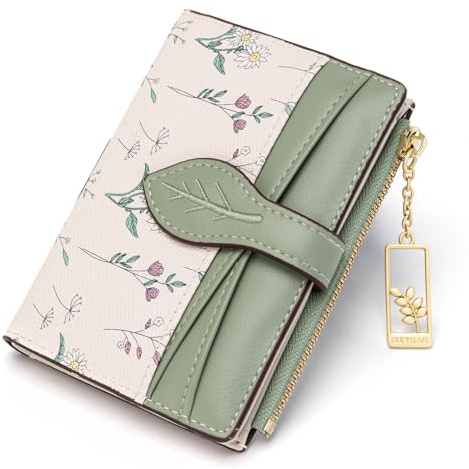 CHAOFANXI Small Purses for Women, Women Wallets Soft Leather RFID Blocking Bifold, Ladies Wallets Card Holder with Zipper Pocket and Multiple Card Slots, Green