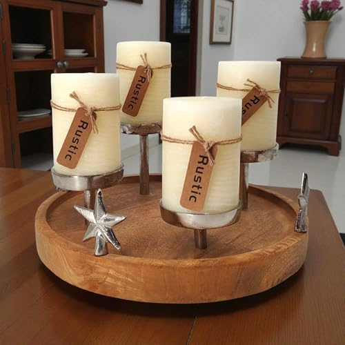 Kerze Rustic creme - 4 Stück Ø 7cm x 10cm Stumpenkerze dekorative Haushaltskerze Unparfürmiert