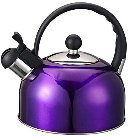 Bouilloire sifflante en acier inoxydable 2 L - Compatible induction/gaz/électrique, portable for le camping(Purple)