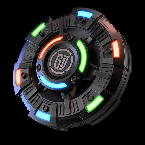 AYUNJIE Fidget Hand Spinners Spielzeug, Autismus Sensory Spinner Geschenke für Erwachsene Kinder, Metall Finger Spinners Sensory Toys mit leuchtendem Licht (Schwarz)