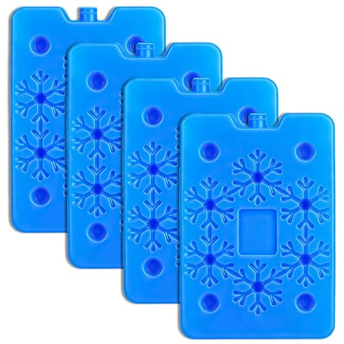 BOOSHMall Set di 4 Batterie refrigeranti per Borsa frigo, Set di Batterie Grandi – Elementi di Raffreddamento per Borsa Termica per Picnic, Pesca, Viaggi, Campeggio