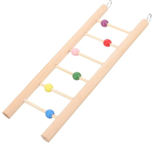 UKCOCO Échelle à Oiseaux Jouet en Bois Beige Grimpe Simple et Élégante Échelle D'entraînement pour Perroquets et Mini-Macaws pour Cage d'oiseaux