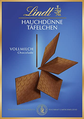 Lindt Schokolade Hauchdünne Täfelchen Vollmilch | 125 g | Hauchdünne Täfelchen aus feinster Vollmilchschokolade | Einzigartig dünn und traumhaft zartschmelzend | Schokoladengeschenk