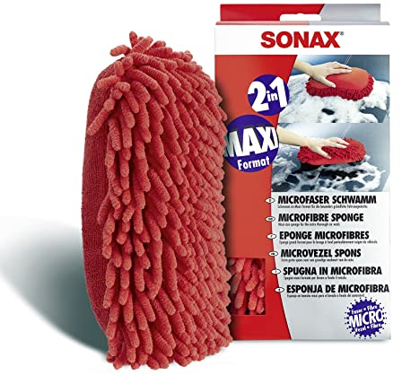 SONAX Microfaser Schwamm (1 Stück) für die besonders gründliche Autowäsche mit Zwei unterschiedlichen Microfaser-Seiten, Art-Nr. 04281000