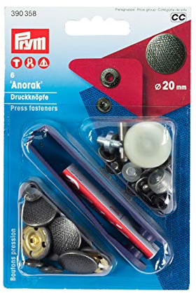 Prym 390358 Bouton pression sans couture Anorak, Dessin Spirit, 20mm, vieil argent