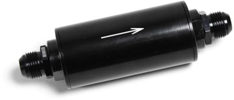 Universal Kraftstofffilter Benzinfilter Schwarz Motorsport AUSWASCHBAR Länge: 18cm Durchmesser: 5cm AN6 - DASH6 oder AN10 - DASH 10 1012020 1012010 (Anschlussnippel AN6)