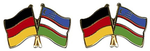 Yantec Freundschaftspin 2er Pack Deutschland Usbekistan Pin Anstecknadel Doppelflaggenpin