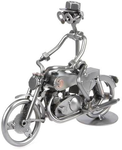 metalman24 Schraubenmännchen Motorrad Motorradfahrer - Handarbeit Geschenkidee Metallfigur Metallmännchen Stahlfigur Schraubenmännle - Deko für Büro & Zuhause
