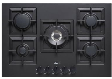 Elleci Plano 75 TCC Piano Cottura a Gas, Metallo, Nero, 11.5x51x75 cm