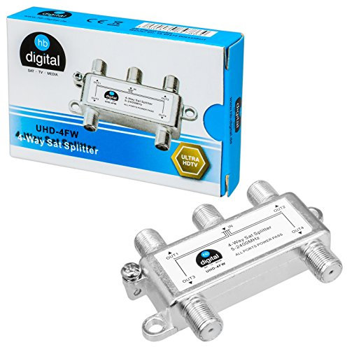 HB-DIGITAL SAT - BK - UKW - Divisor Cuádruple (4 vías) ✨ 5-2400 MHz ■ Digital y Analógico - Adecuado ■ Totalmente Blindado ■ con paso de Tensión ■ SAT DVB-S DVB-S2 FM TV por Cable DVB-C