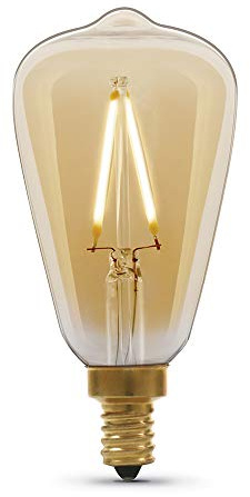 Feit Electric Vintage Exposed Filament Amber Glass LED ST15 with a Candelabra E12 Base Light Bulb - 25W Equivalent - 10 Year Life - 200 Lumen - 2100K Soft White - Dimmable | Original Vintage