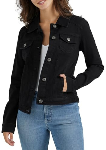 Stretch Denim Jacket, Black , Medium