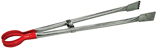Chabrias Ltd 18 Red Professional Long-Life Tongs Stainless Steel Grill BBQ Tongs, Catering, Cooking Grabber, Food Handler, Kitchen Barbecue Tool, Meat Turner, Buffet Picker, Gripper Utensil