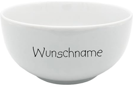 Doriantrade Müslischale Porridge Schale Schüssel Porzellan Weiß personalisierbar mit Wunschname Name Geschirr mit Namen personalisiert