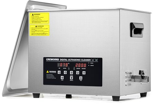 CREWORKS Ultraschallreinigungsgerät Echt 15L mit Degas- und Sanftmodus Ultraschallgerät Ultraschallreiniger mit Innenkorb, Heizung und Digital Timer für Brillen, Schmuck, Zahnprothesen, Uhren, Münzen