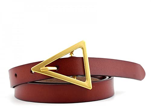 XRHYJK Gürtel für Damen Kleid Vintage Damen Gürtel Golden Triangle Buckle Elegent Pu Gürtel Luxus Damen Gürtel Kleid Einfach Dünn Business Bund
