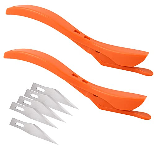 EHDIS 2 stycken presentpapper skärare med 5 reservblad, säkerhetskniv, pappersknivar, för papper, folier, wrapping, orange