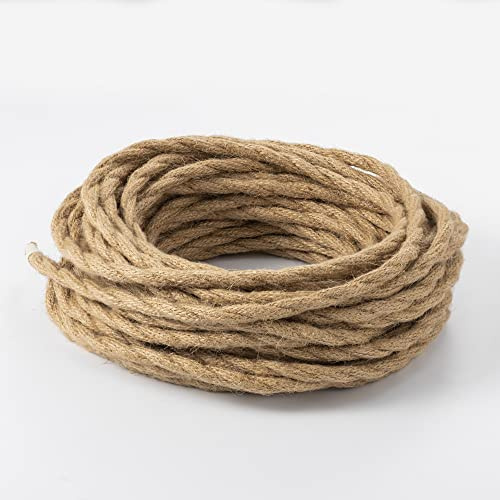 Vecys 15m LED Lighting Cavo Elettrico 3 Core Tessitura Della Corda di Canapa Filo Elettrico Sezione Trasversale 0,75 mm² per Lampada a Sospensione Luci di Cristallo Lampadario Vintage