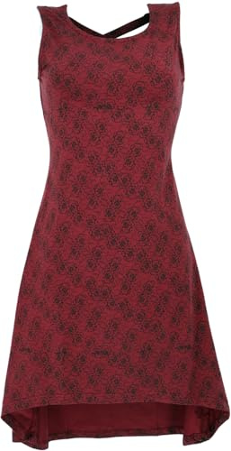 GURU SHOP Vokuhila - Vestido corto de algodón orgánico con tirantes para mujer, borgoña, 40
