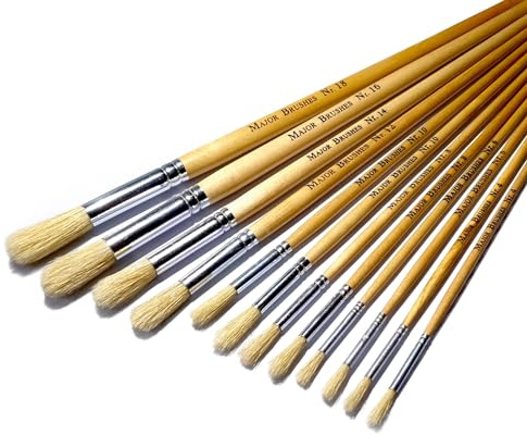 Major Brushes Hog Bristle Long Round Brushes - Pack of 12