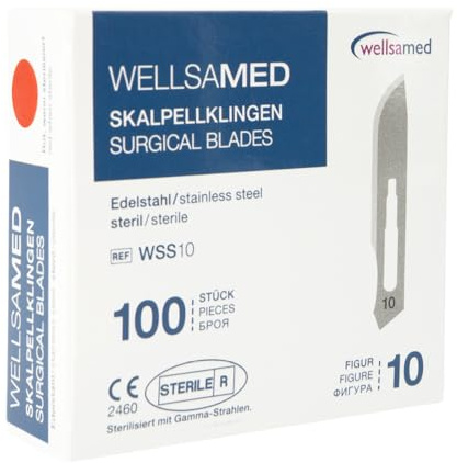Wellsamed Skalpellklingen Edelstahl Figur 10, 100 Stück, steril verpackt
