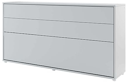 Homlando Lenart Schrankbett Bed Concept BC06 90x200 cm - Horizantal Schrankklappbett - Schrank mit integriertem Klappbett - Wandbett mit Lattenrost - Murphy Bed (Grau Matt)