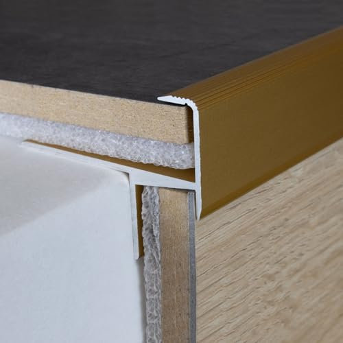 PROVISTON Profilo angolare e bordo per scale | alluminio | 33 x 153 x 1000 mm | colore oro | profilo metallico | profilo per scale
