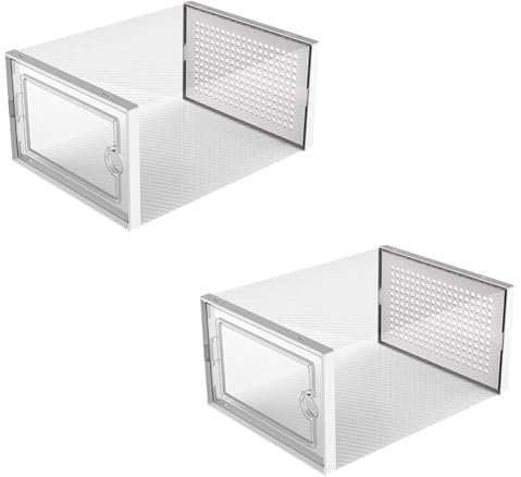 Wisboey Caja de Almacenamiento de Zapatos, Cajas de Almacenamiento de Zapatos Transparentes, Contenedores Organizadores Apilables de PláStico Duro, Contenedores Blancos