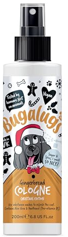 BUGALUGS Dog Cologne perfume Christmas Edition Gingerbread - vegan dog deodorant deodoriser spray use with our professional groom Dog Shampoo For Dogs, Cats & Pet (Gingerbread Cologne 200ml)