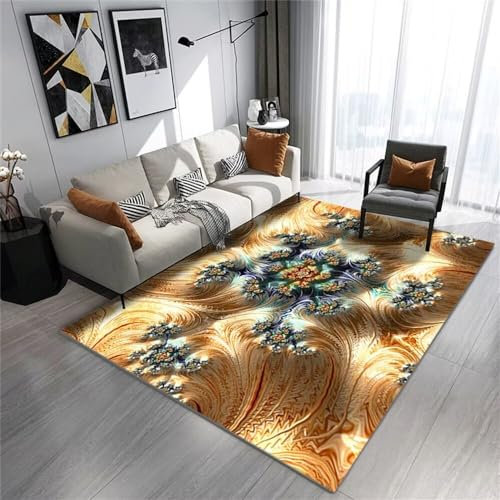 DJHWWD Bettumrandung Teppich Rechteckiger Zu Hause Bedruckter Teppich, Kinderzimmer, Maschinenwaschbarer Wohnzimmer Schlafzimmer Kinder 80X160Cm Gelb Landhaus