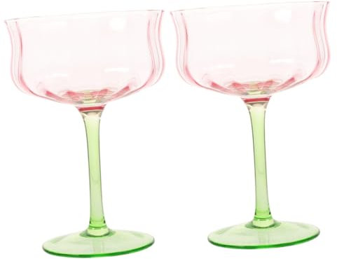TOPPERFUN 2pièces Gobelet à Cocktail Verre Avec Design Dégradé Gobelet Vintage Pour Vin Et Boissons Accessoire De Fête Élégant Et Réutilisable