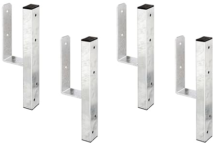 Alberts 4er Set U-Pfostenträger | für L-Randsteine für Vierkantholzpfosten | feuerverzinkt | lichte Breite 90 mm | Länge 410 mm