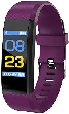 Bracciale Fitness Tracker con frequenza cardiaca e pressione sanguigna Banda intelligente Inseguitore di attività Orologio intelligente Impermeabile Braccialetto Bluetooth per donne uomini (VIOLA)