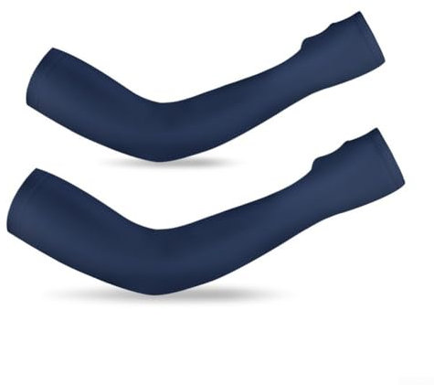 ZAMETTER Kühlende oder Armwärmer, Sonnenschutz, 2 Ärmel, Outdoor-Ärmel, Sonnenschutz, Fingerschutz, freiliegendes Design, Größe M, Dunkelblau, dunkelblau, M