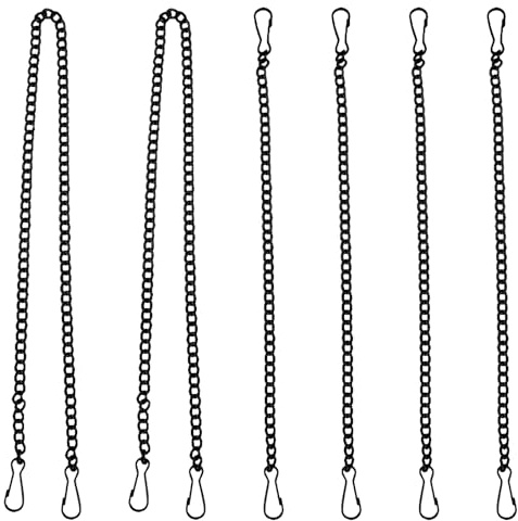 NUOBESTY 6pcs Tag Chains Outdoor Small Chains with Black Iron Hooks Hanging Chain with Snap Clips for Hanging Garden Plant Hangers Door Signs Flower Pot Hanger