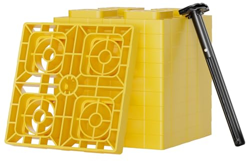 Wiltec Unterlegplatten Wohnwagen 10 Stück bis 13,5 t max. 11,4 cm Stapelhöhe, Stützplatten für Wohnmobile als Auffahrkeil und Stufenkeil nutzbar