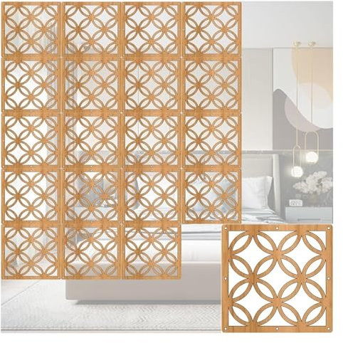 SFQEVHRZ Partición de habitación, sala de estar, cocina, dormitorio, pantalla de privacidad con ganchos, accesorios de decoración de interiores (A/29 x 29 cm, paquete de 12)