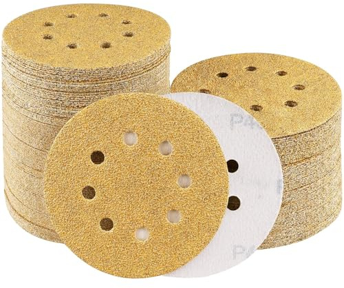 Sruhrak 100 Pcs 125mm Sanding Discs 40 Grit | Nylon Backed 8 Hole Hook and Loop Abrasive Pads, Compatible with Random Orbital Sander