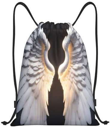 Rucksack Mit Kordelzug Engelsflügel Druck Gymnastikbeutel wasserdichte Turnbeutel Für Damen & Herren Damen Turnbeutel, Für Reisen, Schule, 36x42cm