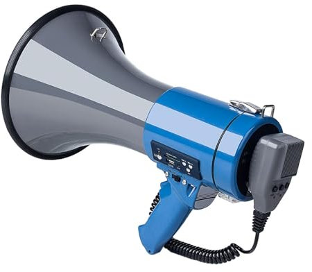 F Fityle Bullhorn 50 W, tragbar, leicht, mit, Bullhorn-Lautsprecher, tragbarer Verstärker für Straßenmarktveranstaltungen im Freien, Vielseitiges Blaugrau