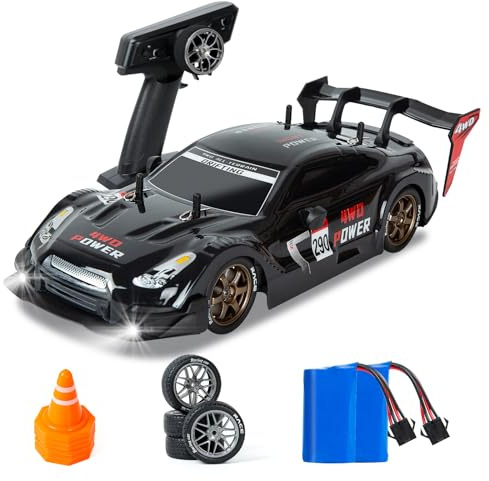 BORSTOYPRO Voiture Télécommandée, 1:14 Voiture de Drift Télécommandé Professionnelle avec Direction et Accélérateur Proportionnels 4WD GT Drift RC Cars pour Adultes Garçons Enfants