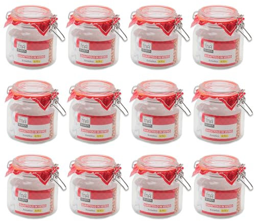 MA MAISON Set 12 Barattoli di Vetro per Conserve 0,75 L Vasetto con Chiusura Ermetica a Leva - Vasetti per Marmellata, Anello in Gomma, Bomboniere, Matrimonio, Cerimonie, Decorazioni - Trasparente