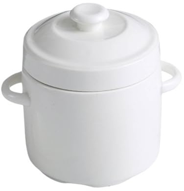Vnook Eintopfschale, Küchen Eintopftopf, Dessertschale mit Deckel, 600ml Kleiner Suppentopf, Porzellan Suppentop, Haushalts Tontopf, Doppelohr Suppentopf, für Esszimmer, Küche(White,750ML)