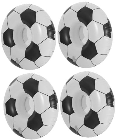 FOYTOKI 4 Pezzi Portabicchieri Gonfiabile Forma Calcio per Piscina e Spiaggia per Eventi Sportivi e Feste Facile da Gonfiare e Riutilizzabile
