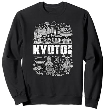 Kyoto Japón Horizonte Kanji Souvenir Japonés para Viajeros Sudadera