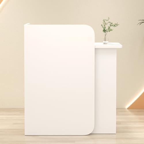 XYLDGPTL Empfangstheke Klein,80 cm Rezeptionstheke mit Abschließbarer Schublade,Bürotheke Rezeption Tisch für Hausbar Verkaufstheke Nagelstudio Bartheke(Wit)