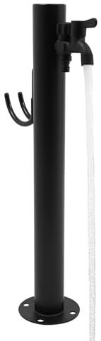 Fyssnn Colonna d'acqua in acciaio inox 60 cm, rubinetto esterno antigelo, robusto rubinetto montato a pavimento, per giardino, campeggio e fontane (rotondo)