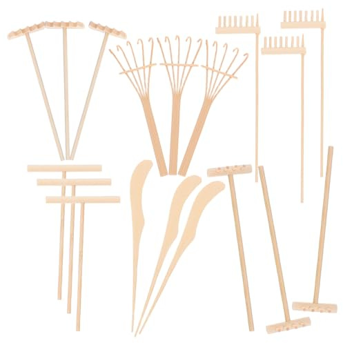 SHINEOFI Kit Zen Jardin Miniature avec Râteaux Bambou et Outils de Sable pour Décoration de Table et Accessoires Polyvalents pour Jardin Zen et Bureau