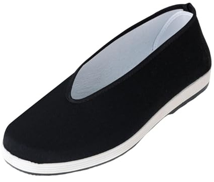 rongweiwang Traditionell kampsportsdräkt Slip-on skor Snygga och bekväma för träning och olika aktiviteter Traditionella gamla Pekingskor Gummisula Canvas, Svart, trettiosex